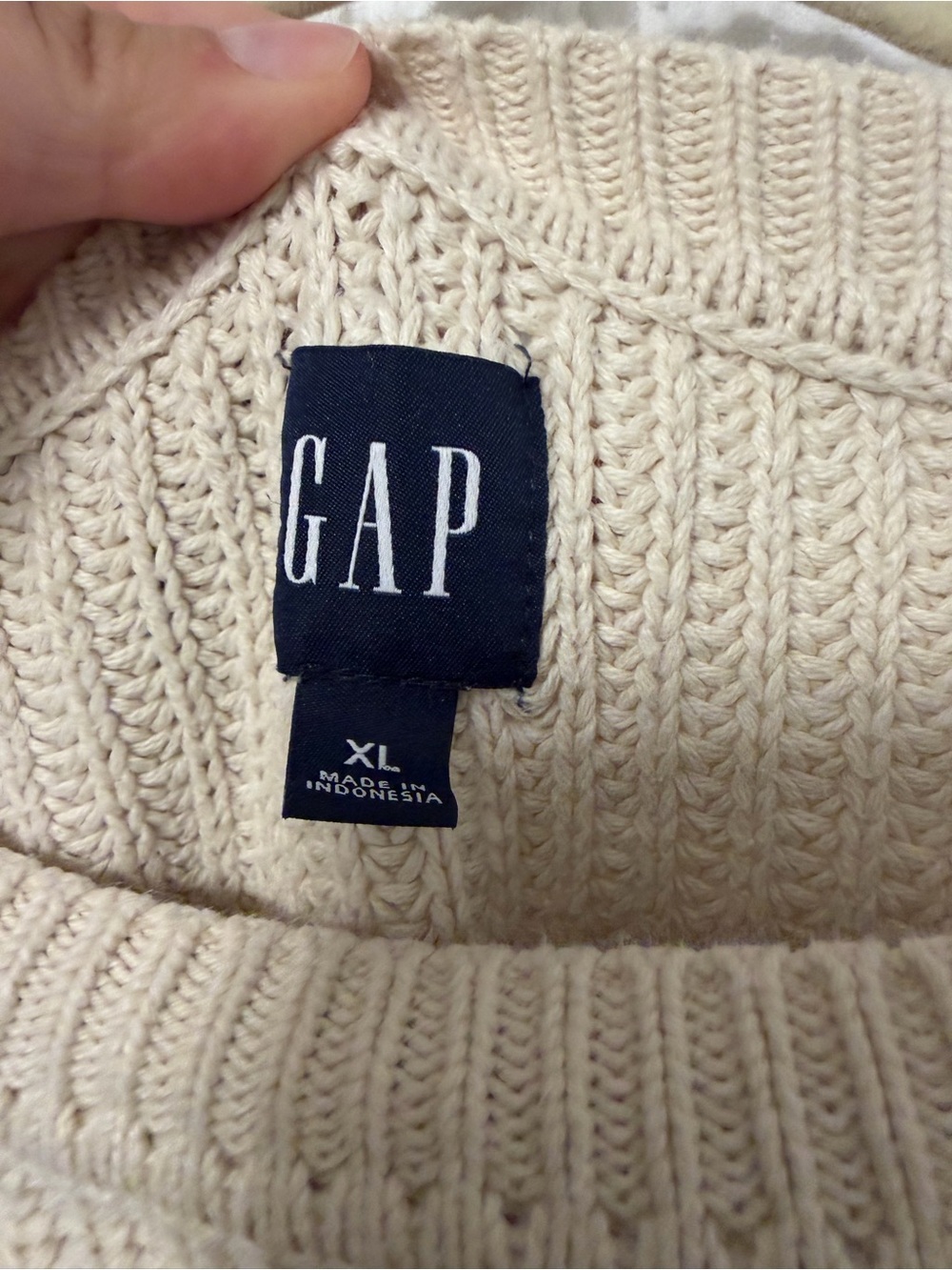 GAP Shaker-Stitch Crewneck Sweater | Chino Beige | XL - Picture 5 of 6